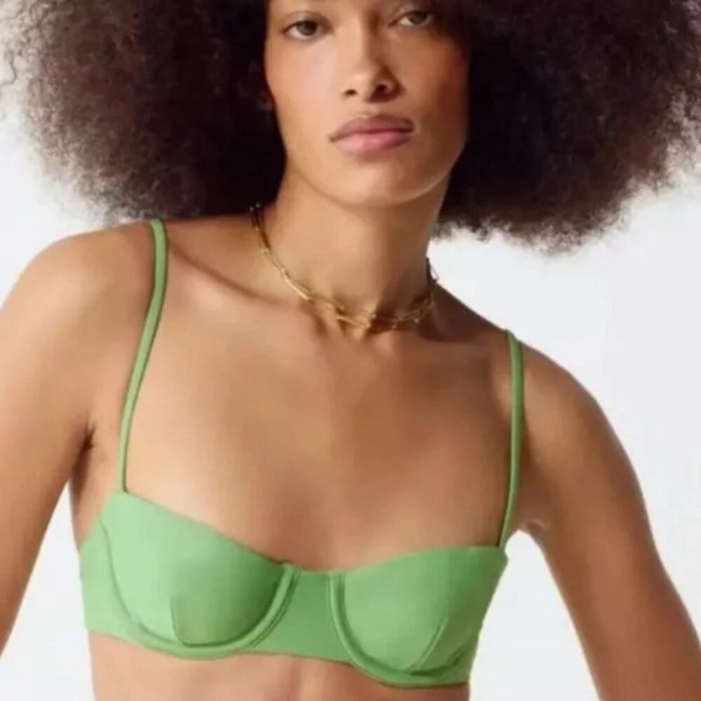NWT J. CREW BALCONETTE UNDERWIRE BIKINI TOP BX612 RUSTIC WILLOW‎ 32B $75 MSRP